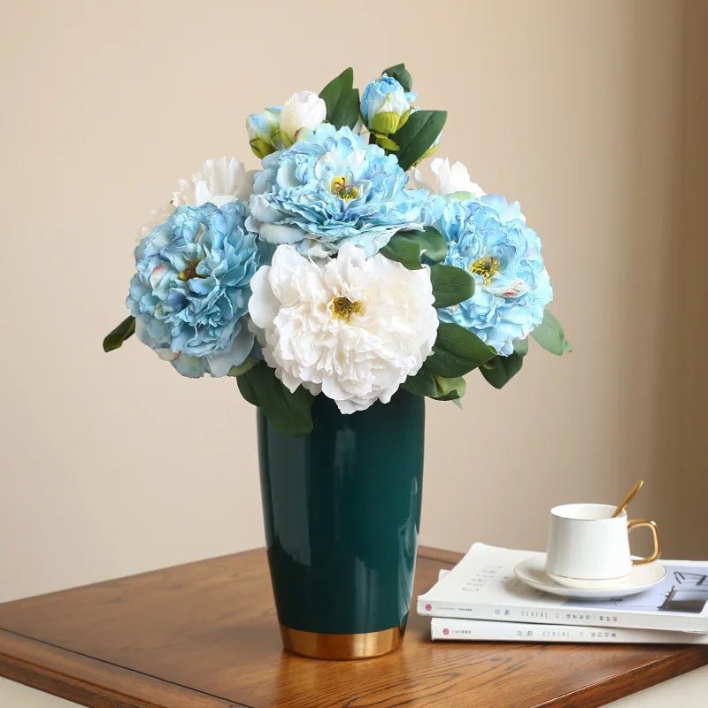 Bouquet de Pivoines Artificielles en Soie pour Mariage - Fleurs Décoratives 16cm - UniqNoces