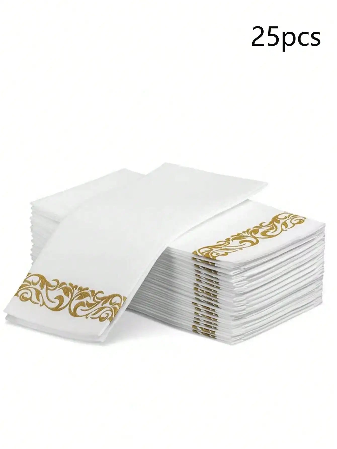 Ensemble de vaisselle jetable dorée pour mariage et fêtes : assiettes, tasses, couverts et serviettes - UniqNoces