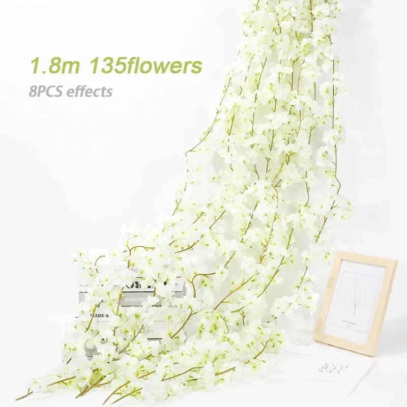 Guirlande de fleurs artificielles Sakura 180 cm pour décoration de mariage et événements - UniqNoces