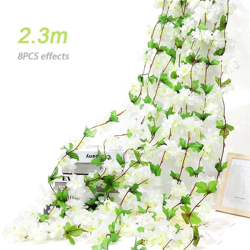 Guirlande de fleurs artificielles Sakura 180 cm pour décoration de mariage et événements - UniqNoces