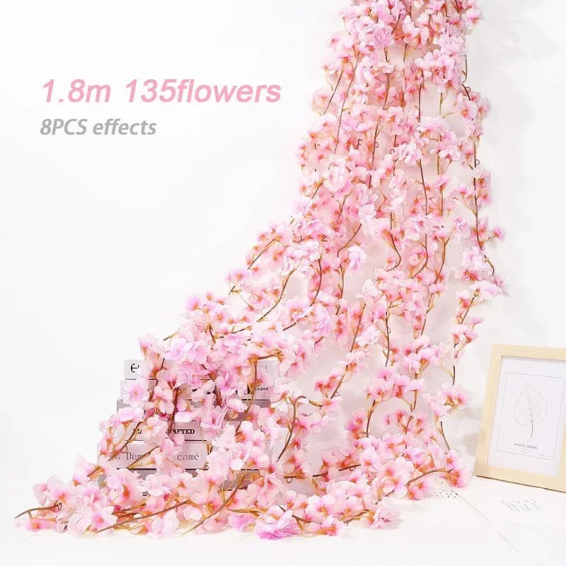 Guirlande de fleurs artificielles Sakura 180 cm pour décoration de mariage et événements - UniqNoces