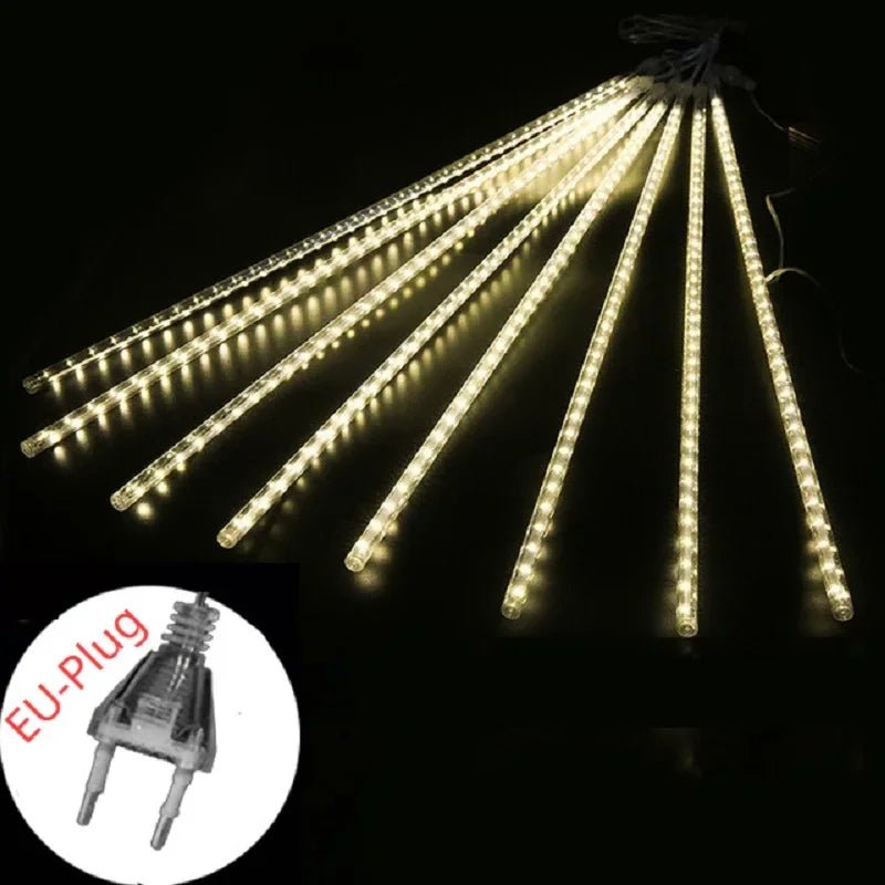 Guirlande Lumineuse Extérieure LED Pluie de Météores - Décoration de Mariage et Fêtes - Étanche, Solaire, Prise EU/US - UniqNoces