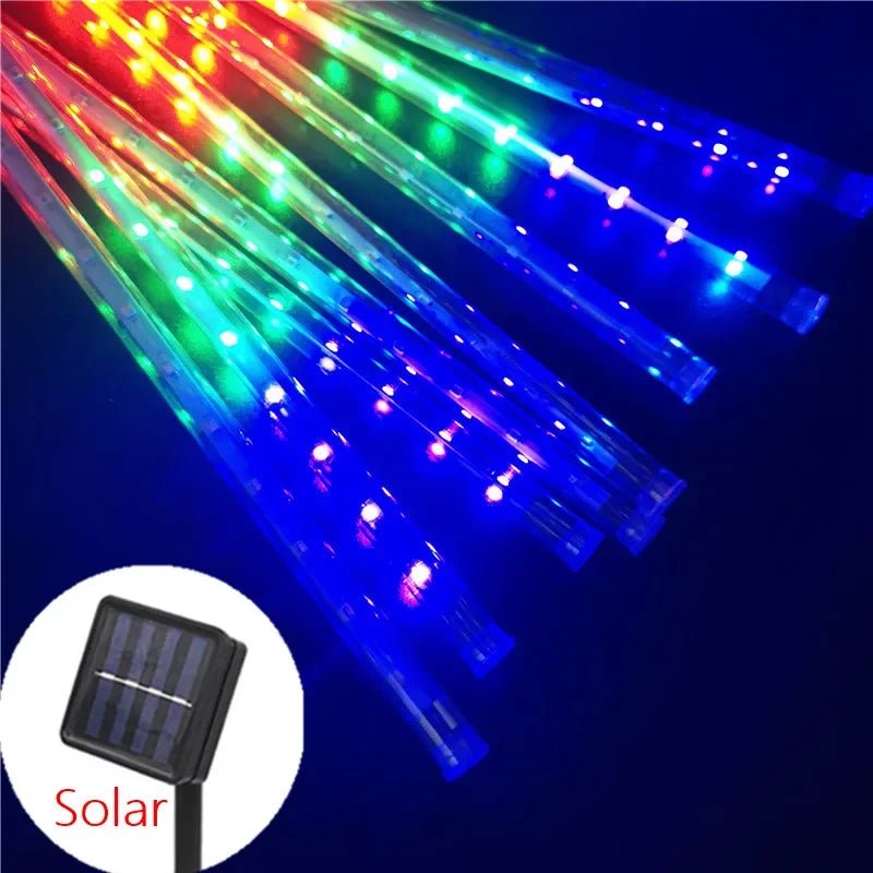 Guirlande Lumineuse Extérieure LED Pluie de Météores - Décoration de Mariage et Fêtes - Étanche, Solaire, Prise EU/US - UniqNoces