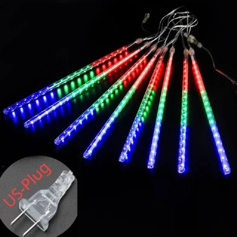 Guirlande Lumineuse Extérieure LED Pluie de Météores - Décoration de Mariage et Fêtes - Étanche, Solaire, Prise EU/US - UniqNoces
