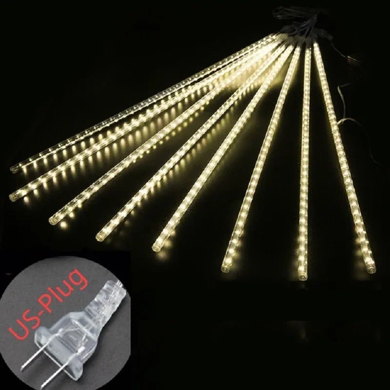Guirlande Lumineuse Extérieure LED Pluie de Météores - Décoration de Mariage et Fêtes - Étanche, Solaire, Prise EU/US - UniqNoces