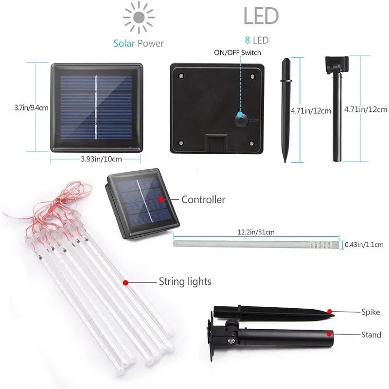 Guirlande Lumineuse Extérieure LED Pluie de Météores - Décoration de Mariage et Fêtes - Étanche, Solaire, Prise EU/US - UniqNoces