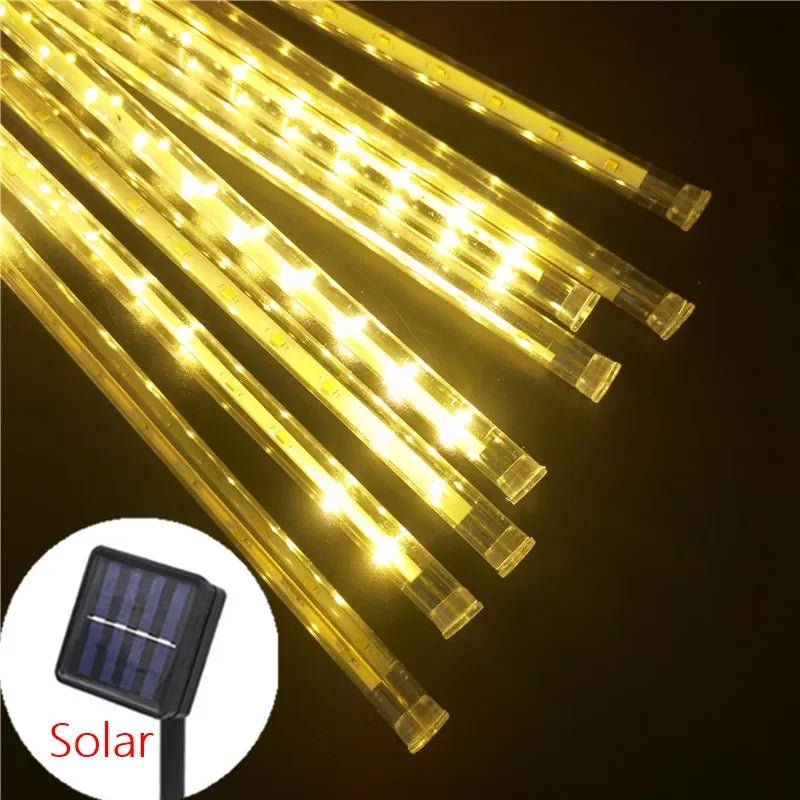 Guirlande Lumineuse Extérieure LED Pluie de Météores - Décoration de Mariage et Fêtes - Étanche, Solaire, Prise EU/US - UniqNoces