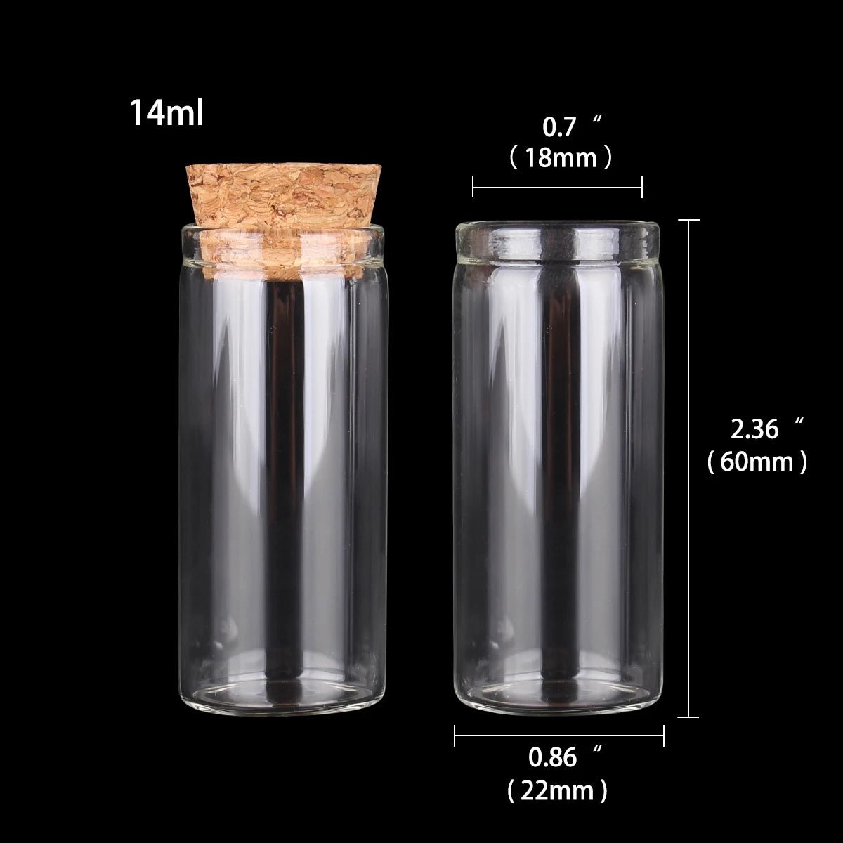 Mini fioles en Verre avec Bouchon en Liège pour Mariage - 24pcs de 5ml à 30ml pour DIY et Cadeaux - UniqNoces