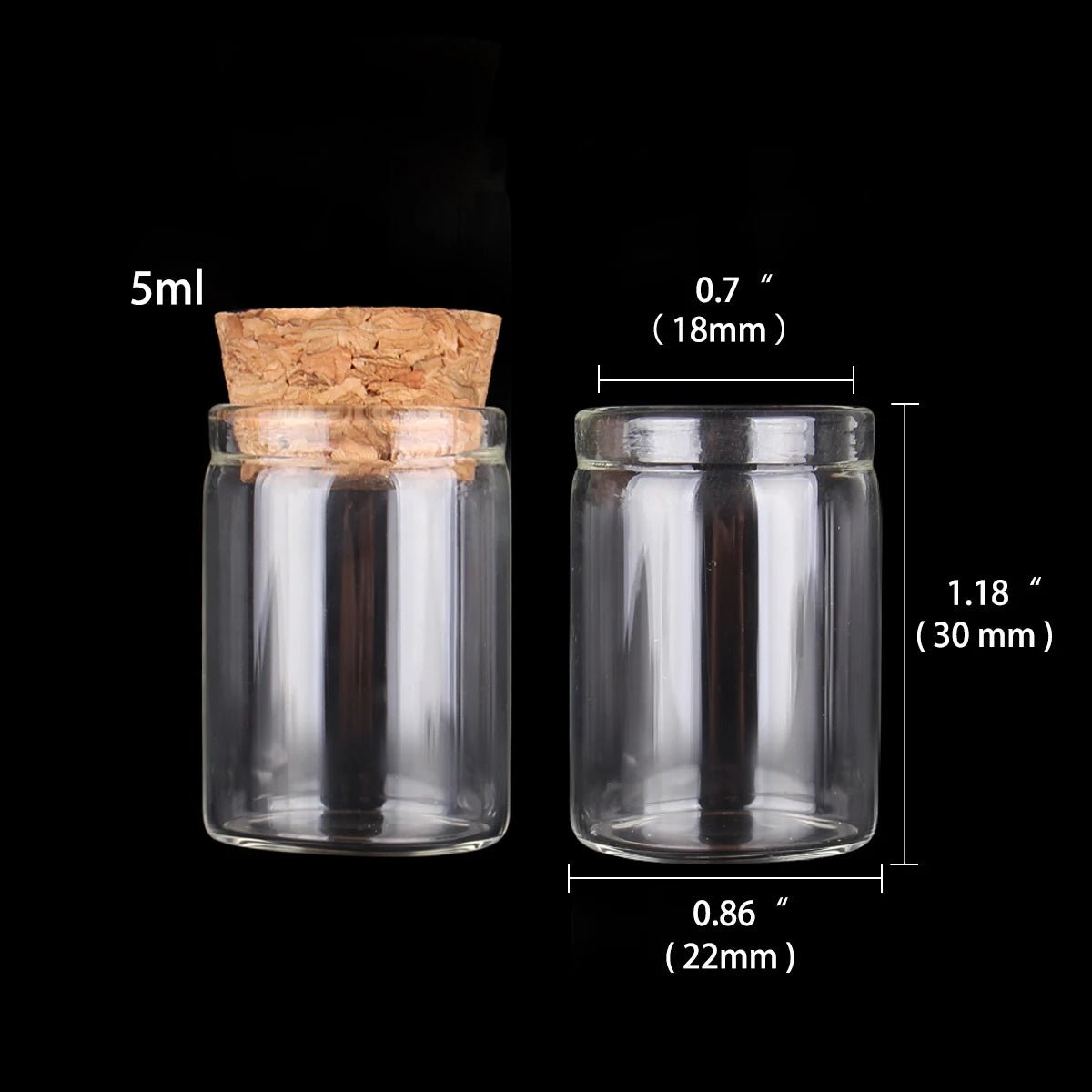 Mini fioles en Verre avec Bouchon en Liège pour Mariage - 24pcs de 5ml à 30ml pour DIY et Cadeaux - UniqNoces