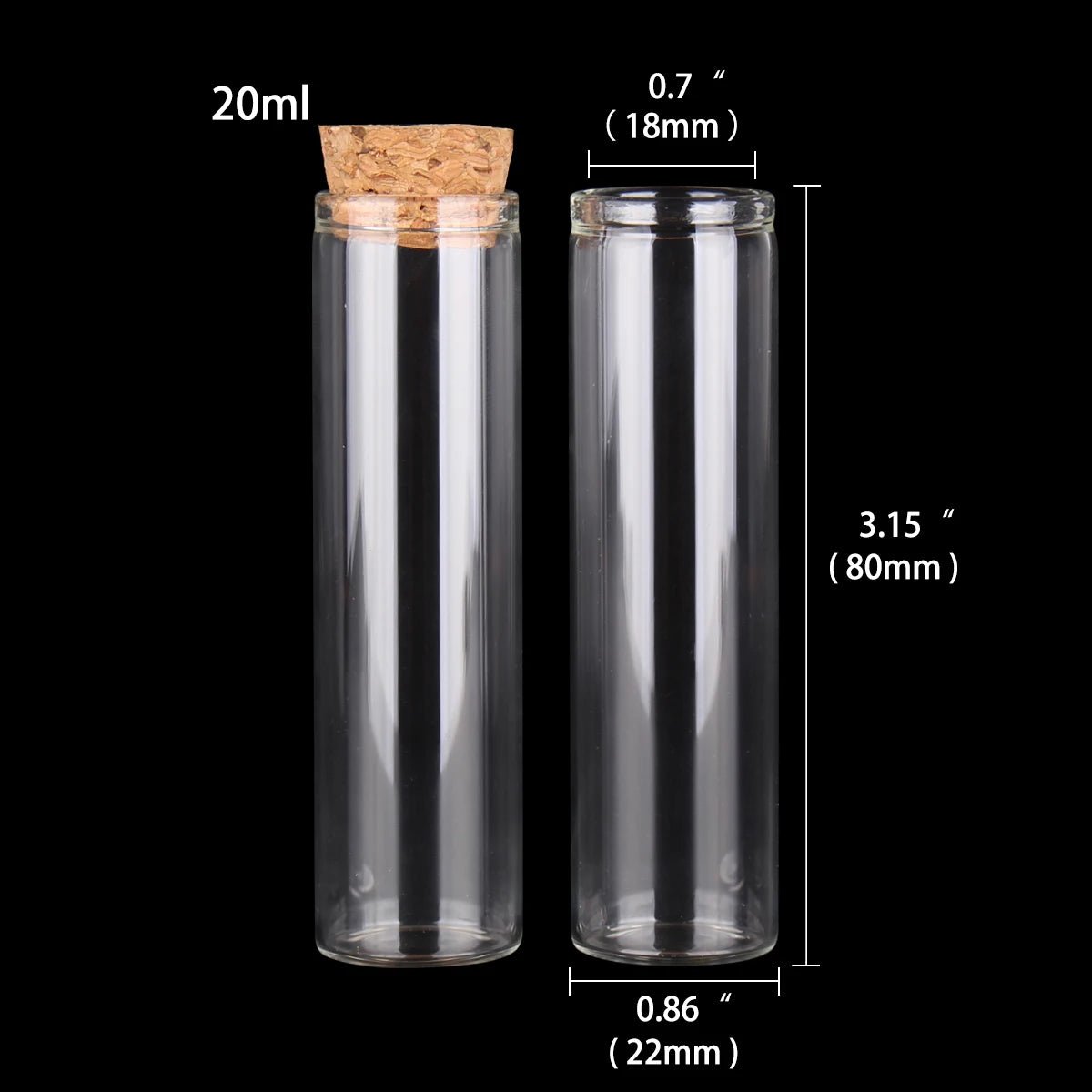 Mini fioles en Verre avec Bouchon en Liège pour Mariage - 24pcs de 5ml à 30ml pour DIY et Cadeaux - UniqNoces
