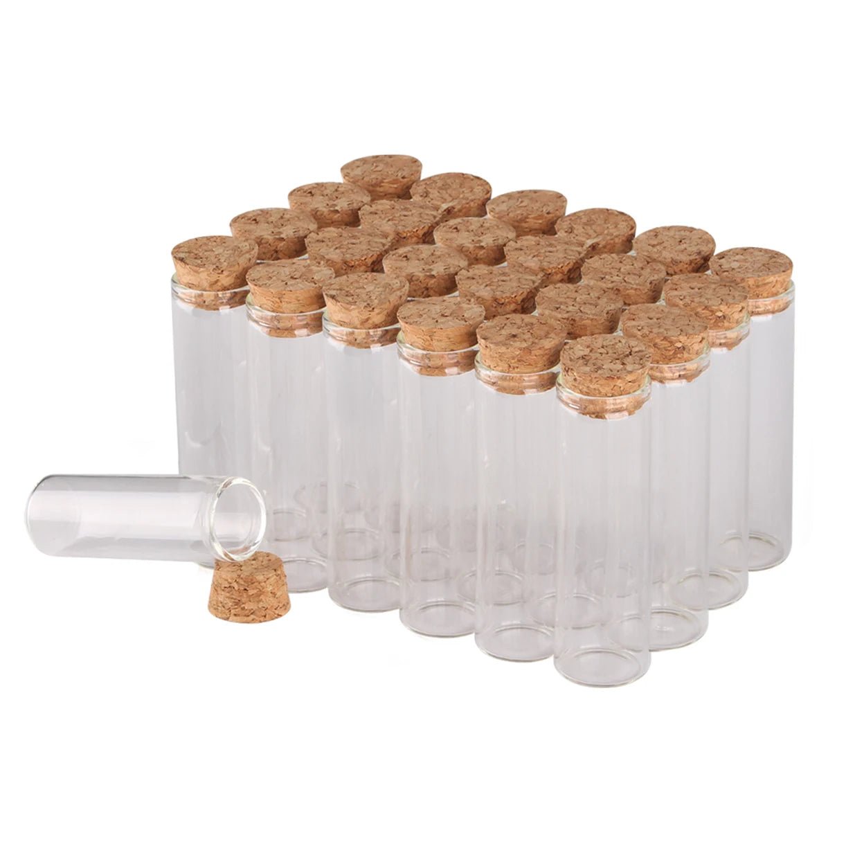 Mini fioles en Verre avec Bouchon en Liège pour Mariage - 24pcs de 5ml à 30ml pour DIY et Cadeaux - UniqNoces
