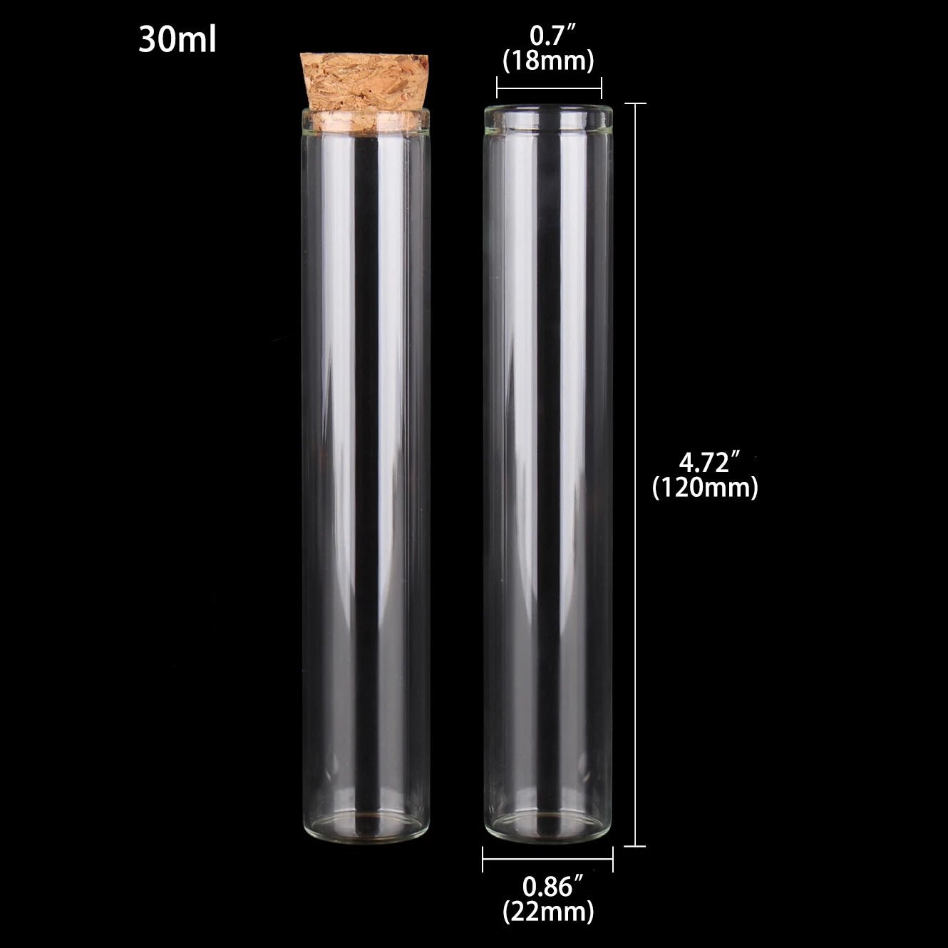 Mini fioles en Verre avec Bouchon en Liège pour Mariage - 24pcs de 5ml à 30ml pour DIY et Cadeaux - UniqNoces