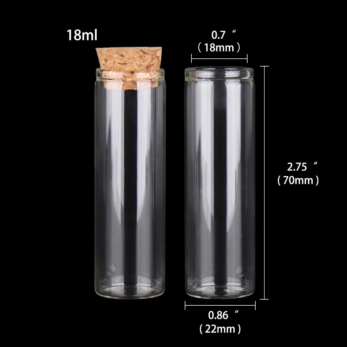 Mini fioles en Verre avec Bouchon en Liège pour Mariage - 24pcs de 5ml à 30ml pour DIY et Cadeaux - UniqNoces