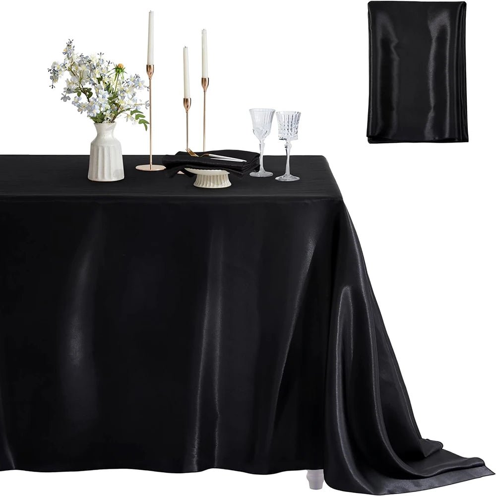 Nappes Satin Rectangulaires Mariage : Blanc & Noir pour Événements et Décorations - UniqNoces