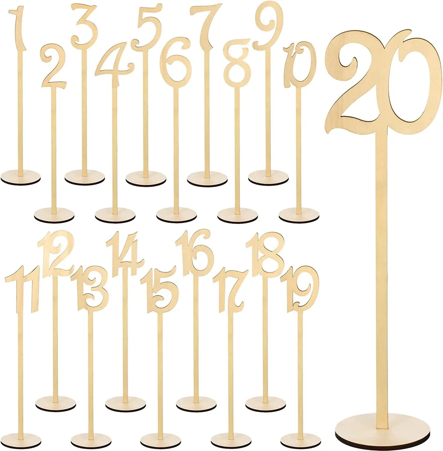 Numéros de Table en Bois 1 à 20 avec Support - Décoration Mariage et Événements - UniqNoces