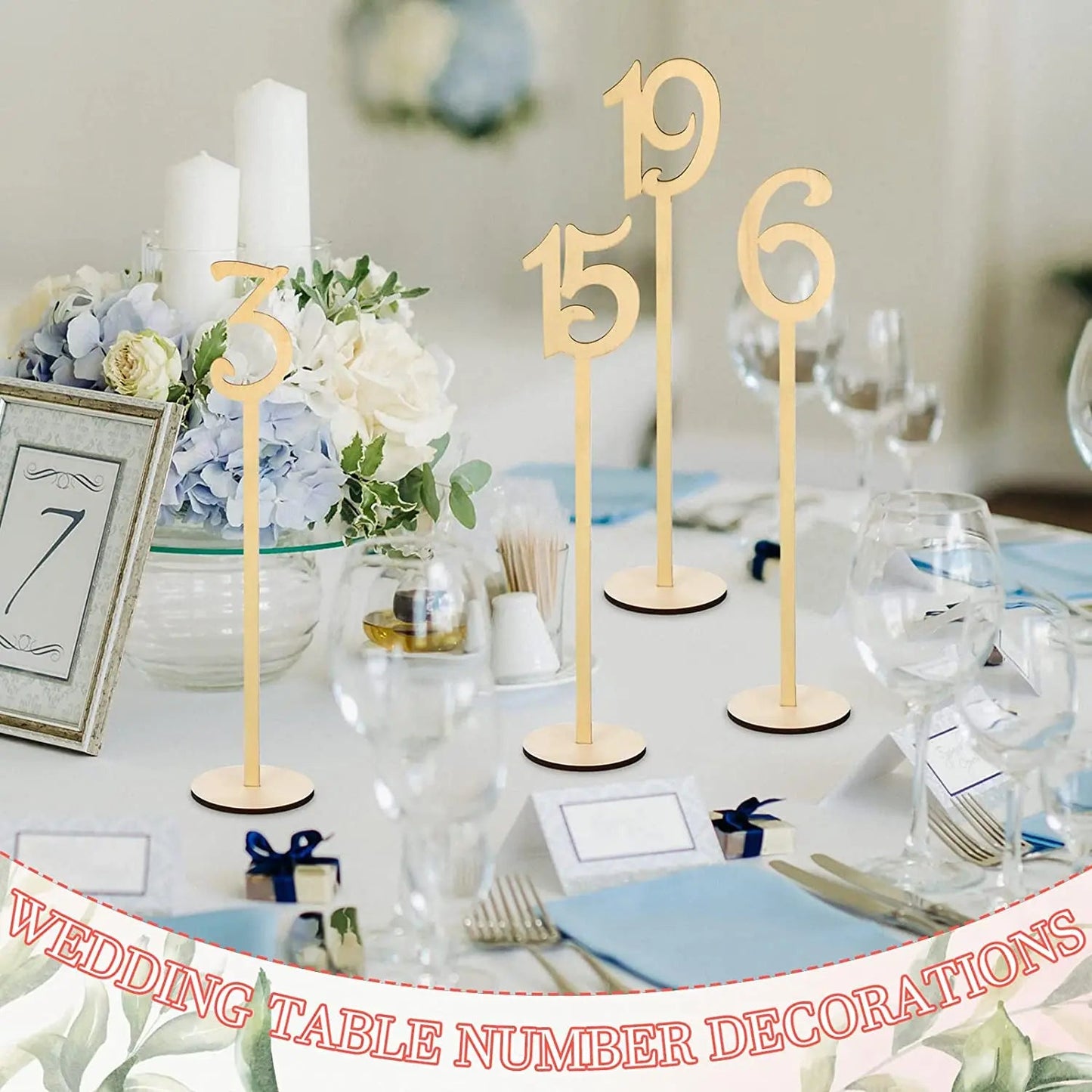 Numéros de Table en Bois 1 à 20 avec Support - Décoration Mariage et Événements - UniqNoces
