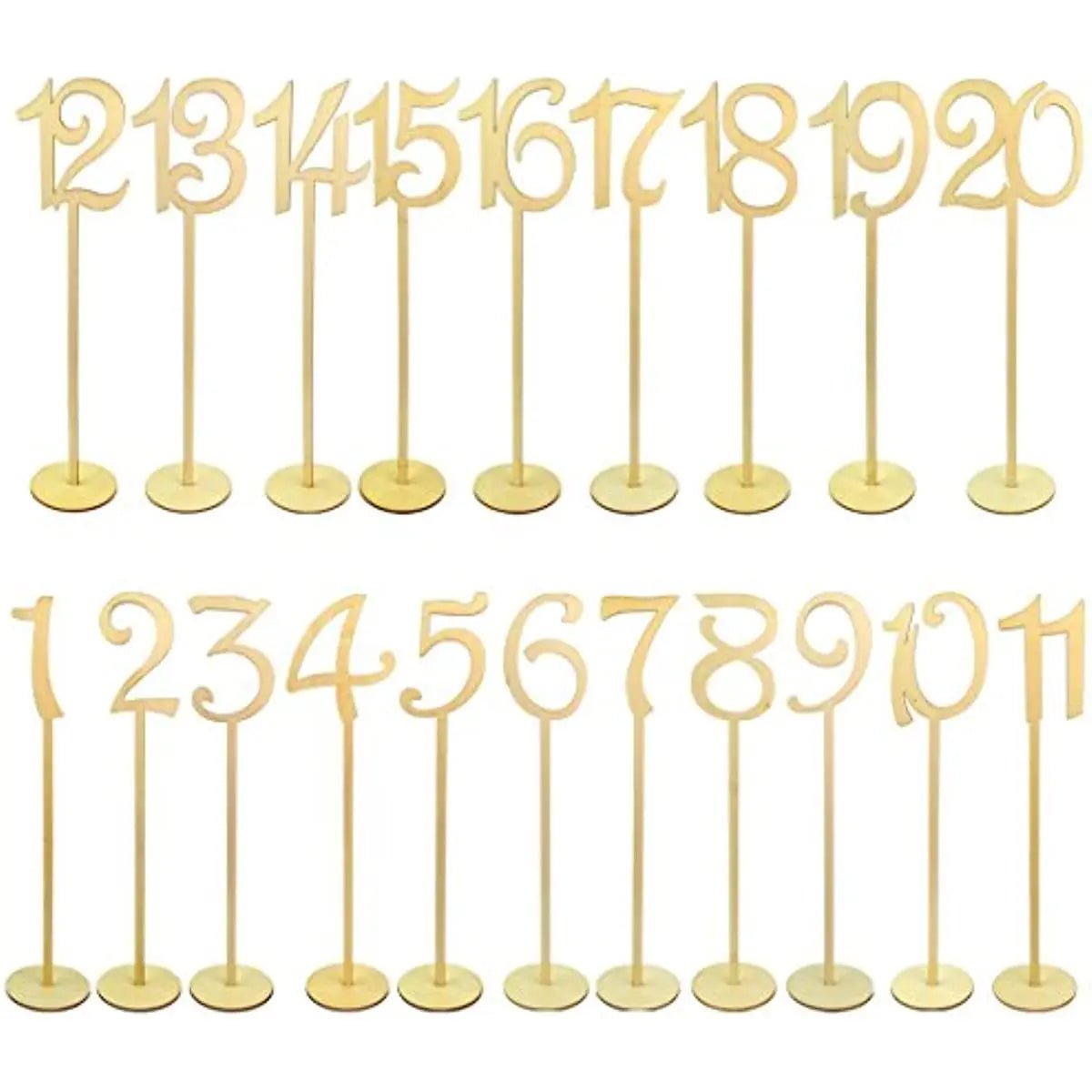 Numéros de Table en Bois 1 à 20 avec Support - Décoration Mariage et Événements - UniqNoces