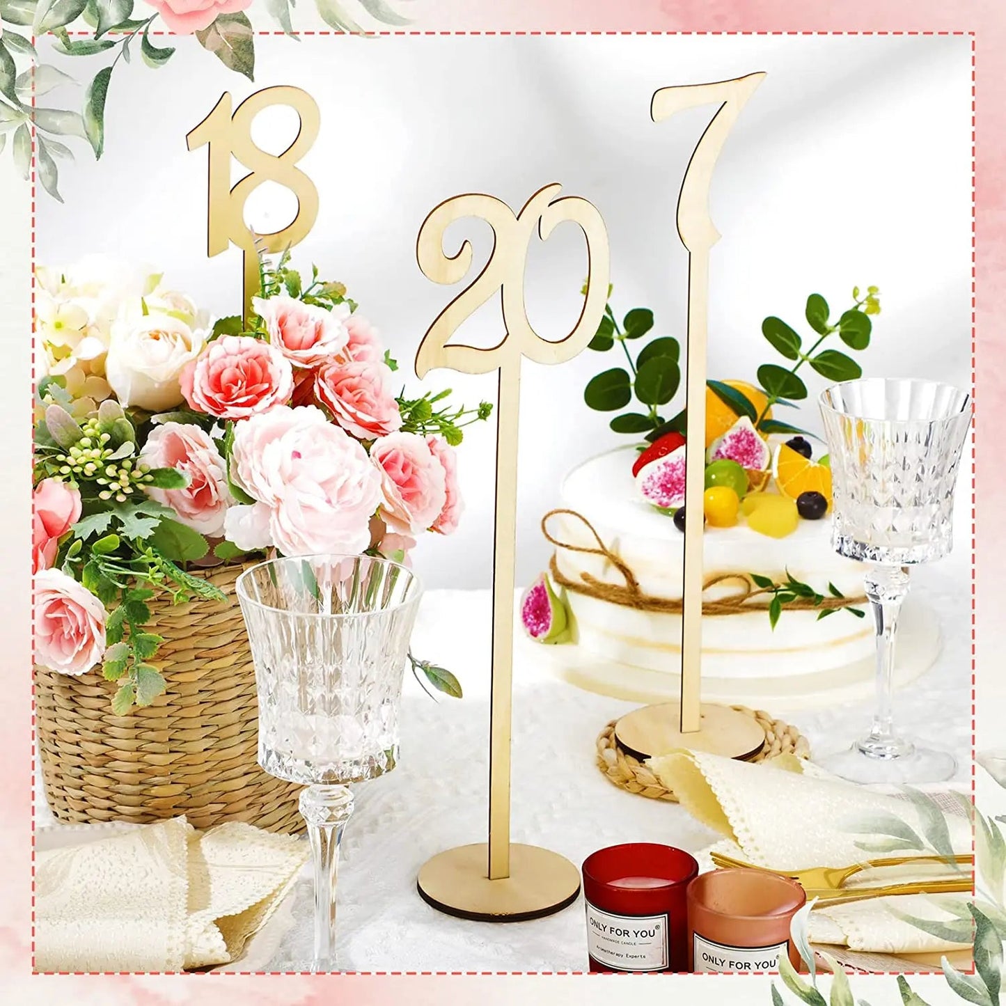 Numéros de Table en Bois 1 à 20 avec Support - Décoration Mariage et Événements - UniqNoces