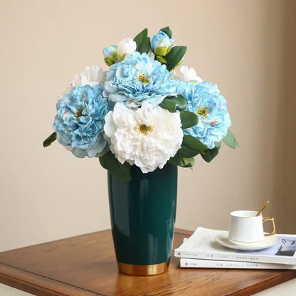 Bouquet de Pivoines Artificielles en Soie pour Mariage - Fleurs Décoratives 16cm - UniqNoces