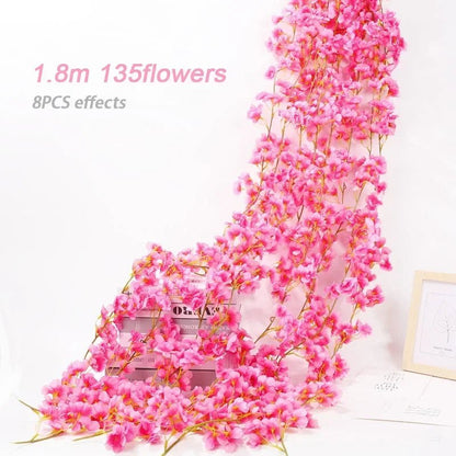 Guirlande de fleurs artificielles Sakura 180 cm pour décoration de mariage et événements - UniqNoces
