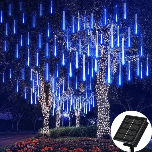 Guirlande Lumineuse Extérieure LED Pluie de Météores - Décoration de Mariage et Fêtes - Étanche, Solaire, Prise EU/US - UniqNoces