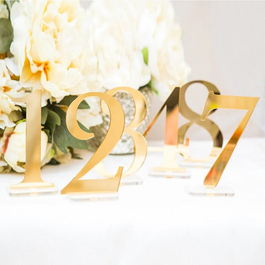 Numéros de Table en Acrylique pour Mariage - Décoration Élégante en Rose Gold, Or ou Argent - UniqNoces